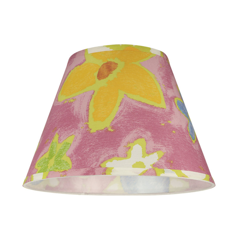Abat-jour empire en tissu rose / jaune H 9,5 po x l 9 po Empire