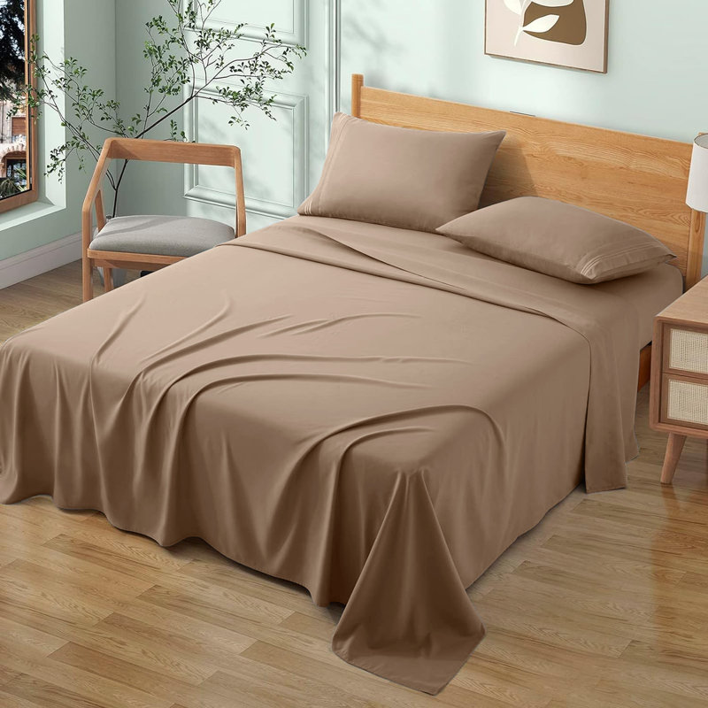 Sidak 100% Cotton Brushed Flat Sheet, Beige, Super King (6')