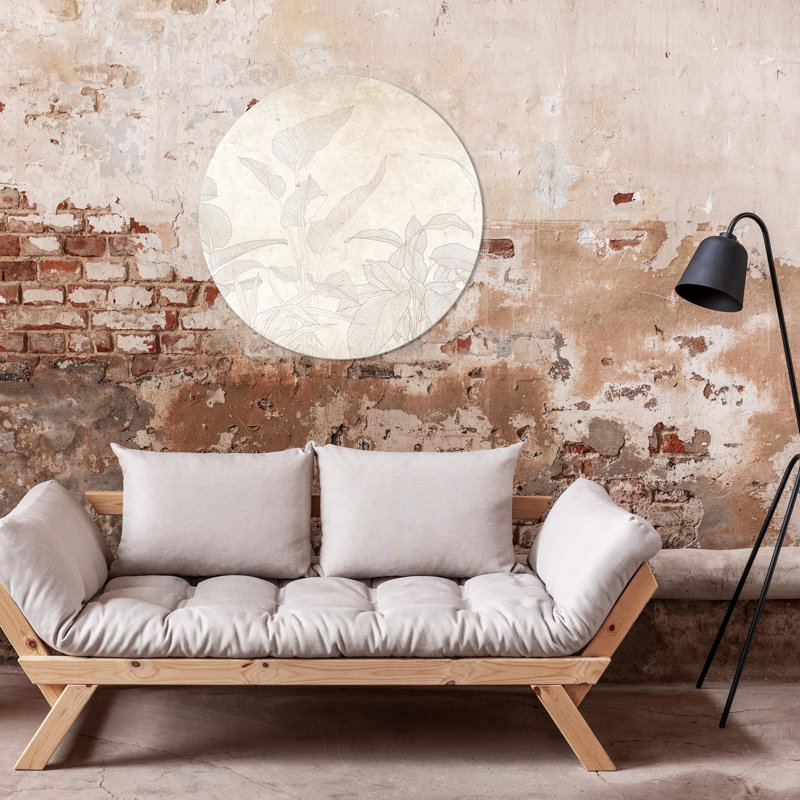 Round Canvas Print - Muted exotic greenery
