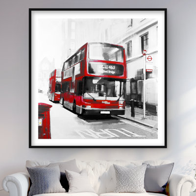 Red Bus Londoner - Transport, impression encadrée blanche