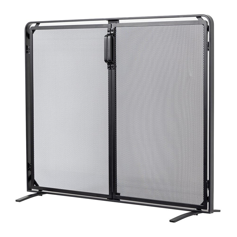 Modern Ember Aalto Mesh Fireplace Screen | Functional Doors | Heavy-Duty Steel Frame, Black