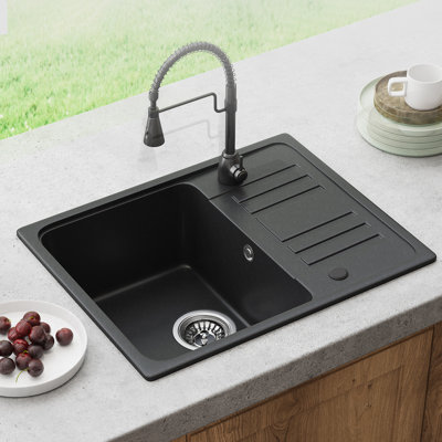 Belfry Kitchen 450mm W Single Bowl Quartz Stone Kitchen Sink with 1 Faucet Hole