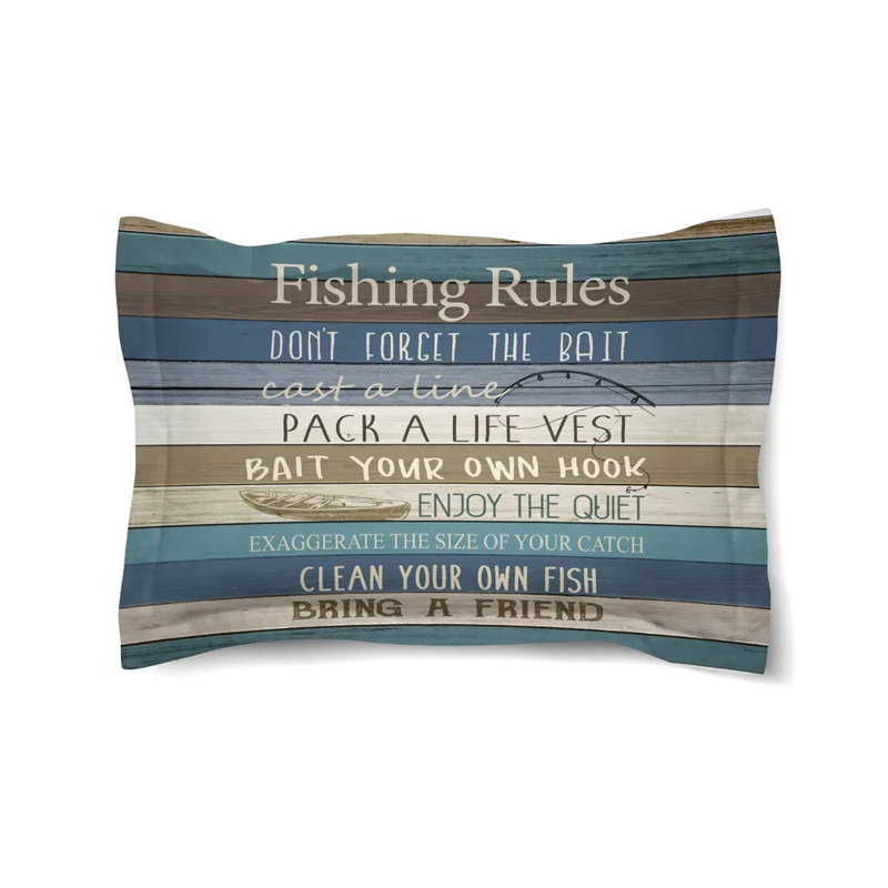 Édredon standard Laural Home Fishing Rules, Taie décorative format double