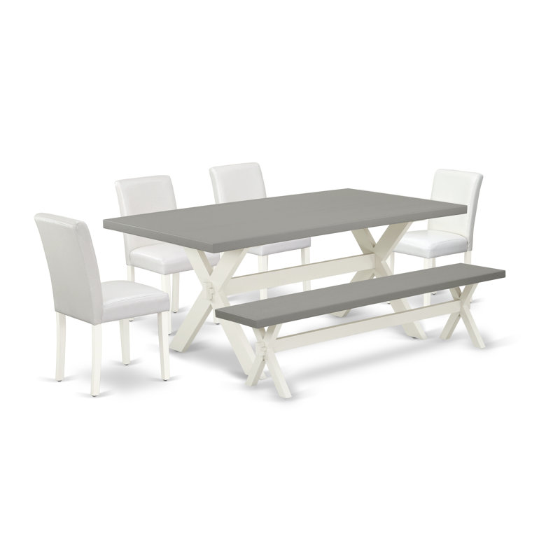 6 - Person Solid Wood Solid Wood Top Trestle Dining Set