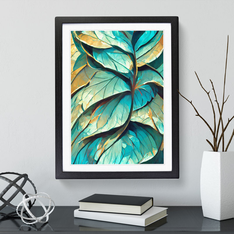 XV1022-340X Abstract Leaf No.2 - Print, White, 66cm H x 48cm W, Black Framed