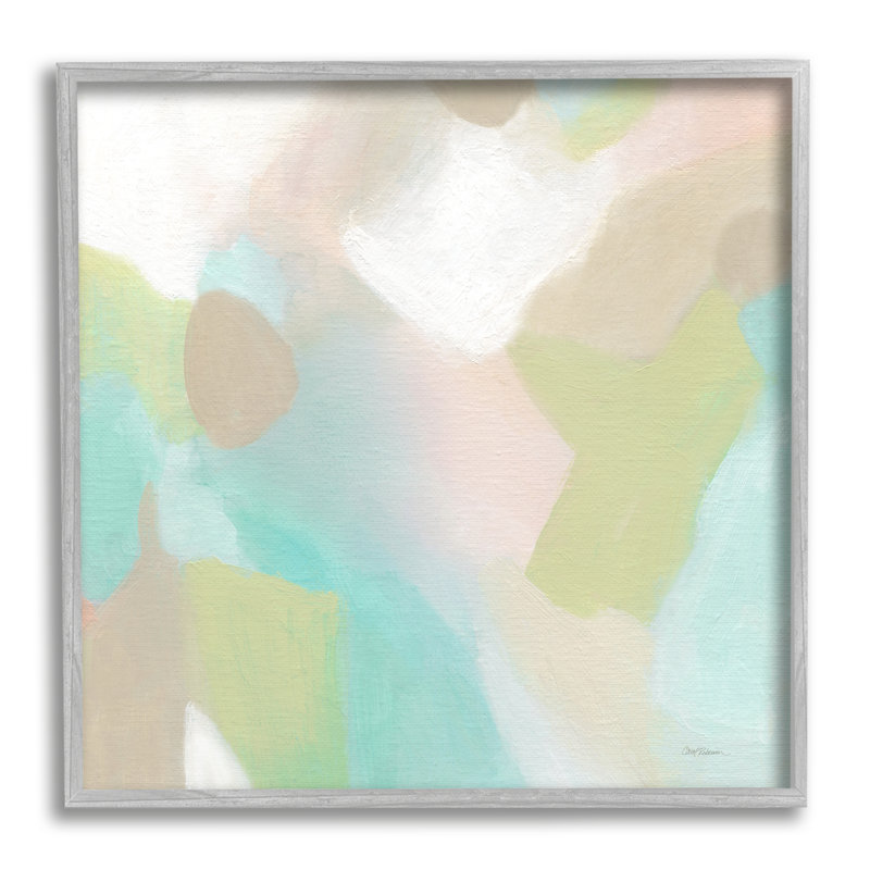 Moderne, formes pastel fluides, vert doux, giclée, art texturé par Carol Robinson, L 12 po x H 12 po