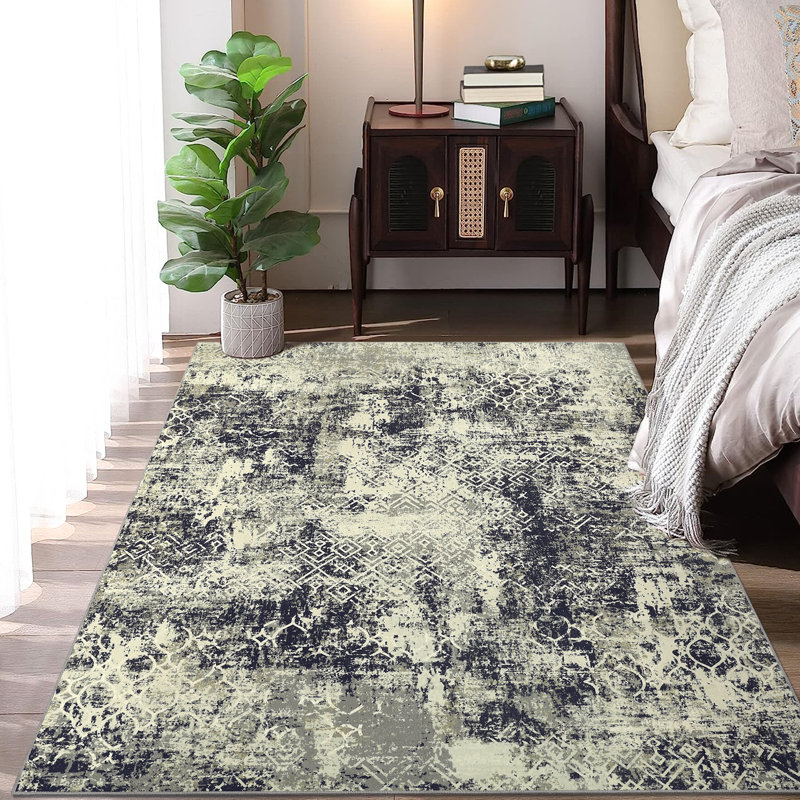 Modern Abstract Aesthetics Area Rug Machine Washable Lightweight Living Room Rug Low Pile Non Slip Stain Resistant Bedroom Carpet Soft Bedside Runner Rug Indoor Decor Floor Mat