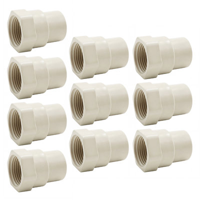 SUPPLYGIANT 10pcs 1/2 Inch CPVC Female Adapter Socket x FPT Threaded Fitting