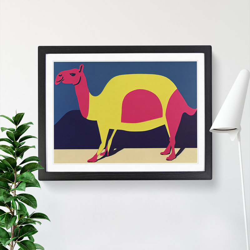 Abstract Camel - Single Picture Frame Print, Black, 25cm H x 34cm W x 2cm D