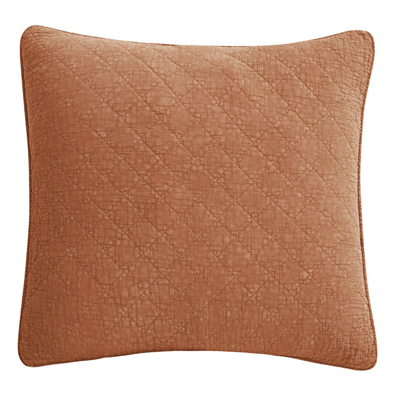 Stonewashed Cotton Gauze Solid Color Classic Casual Modern Rustic Pillow Sham, Standard/Twin, Copper