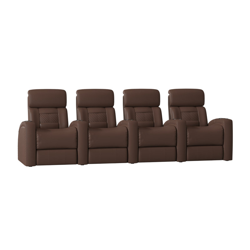 Rangée de fauteuils de cinéma maison avec coutures à motif de losanges (rangée de 4), Pavé de luxe