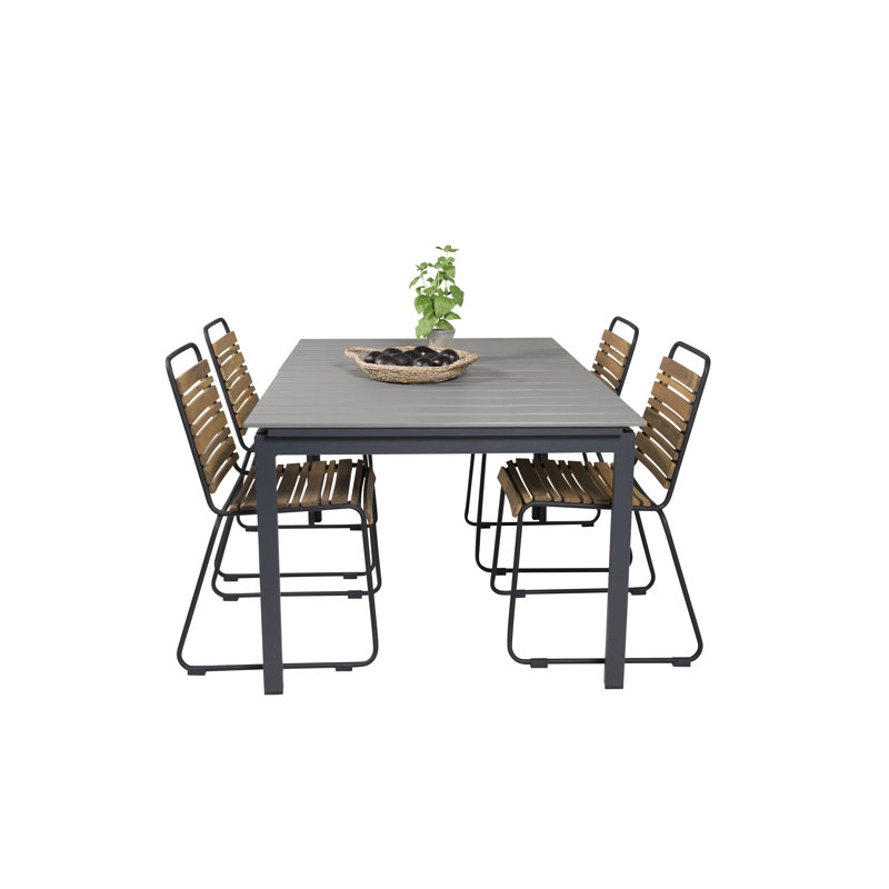 Akuji 4 - Person Acacia Patio Dining Set with Extendable Rectangular Table