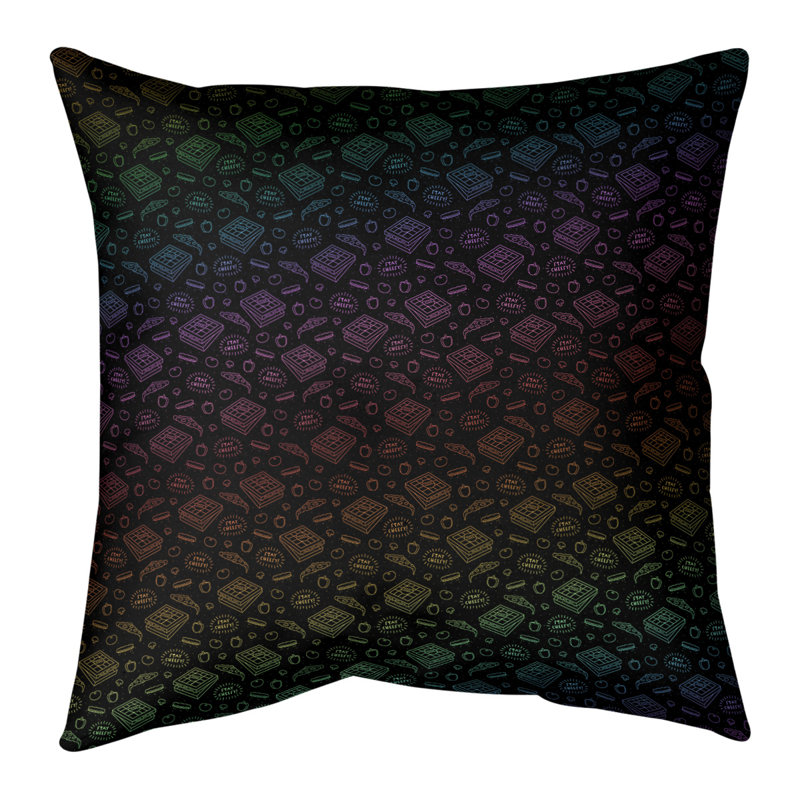 Coussin Katelyn Elizabeth, H 26 po x l 26 po, Pas de bourre, Noir, vert et jaune