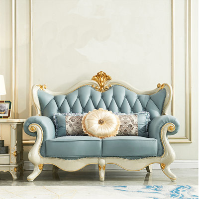 European-style light luxury leather sofa.