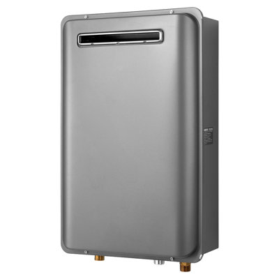 Gas Tankless Water Heater, 5.3Gal Outdoor 120000 BTU Instant Hot Water Heater, Smart Temperature Control And 3/4 Inch NPT Interfaceand Multiple Security Protections For Whole House, Silver Gray