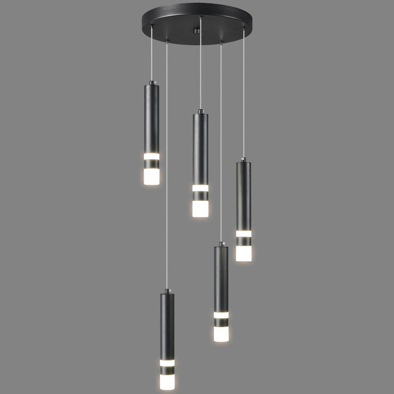 Mini-luminaire suspendu DEL à 5 lumières Enemencio, Noir, 5