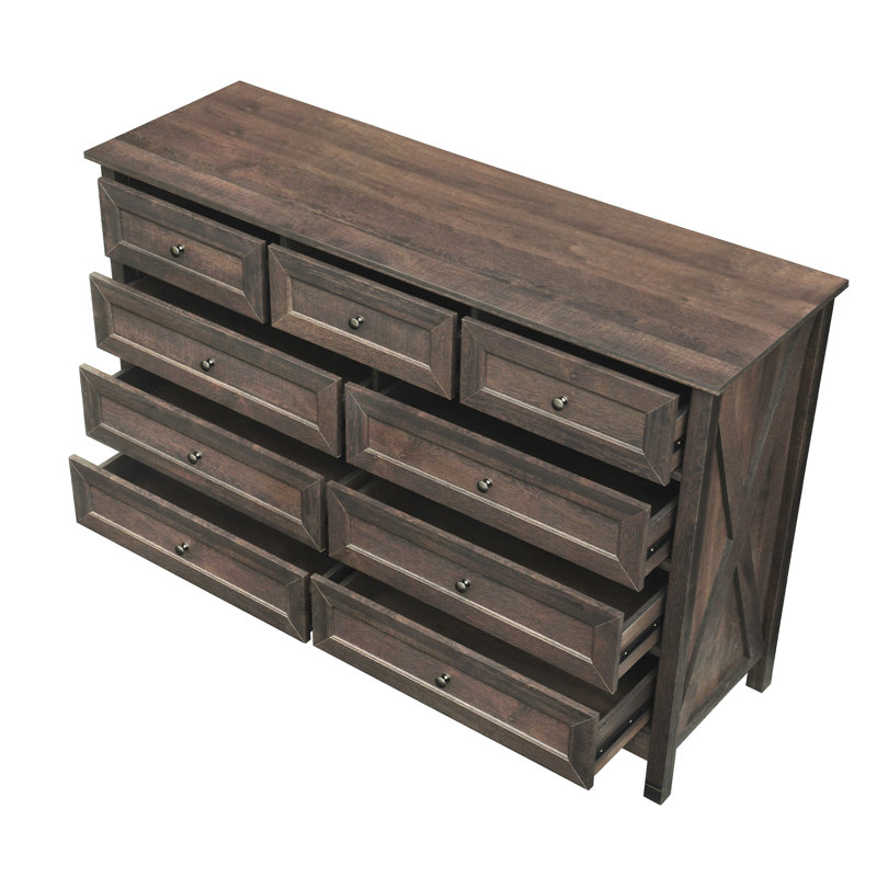 Commode de rangement rustique à 9 tiroirs, Brun