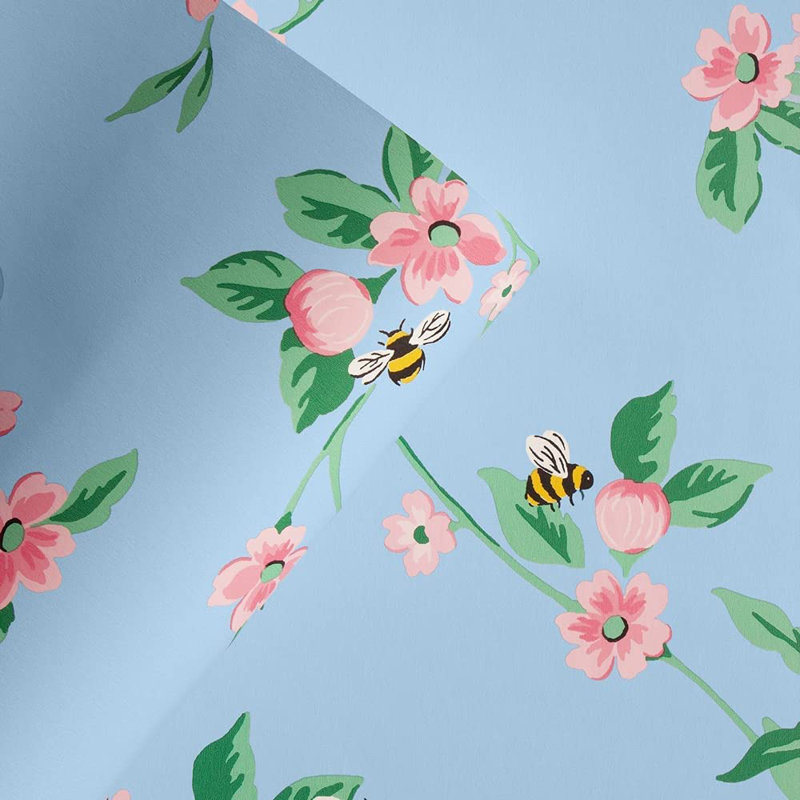 10.05m x 53cm Matte Wallpaper Roll, Blue/Pink