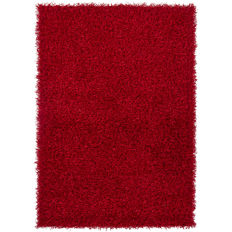 Zara Hand Loomed Modern Area Rug in Red, Rectangle 5' x 7'6"