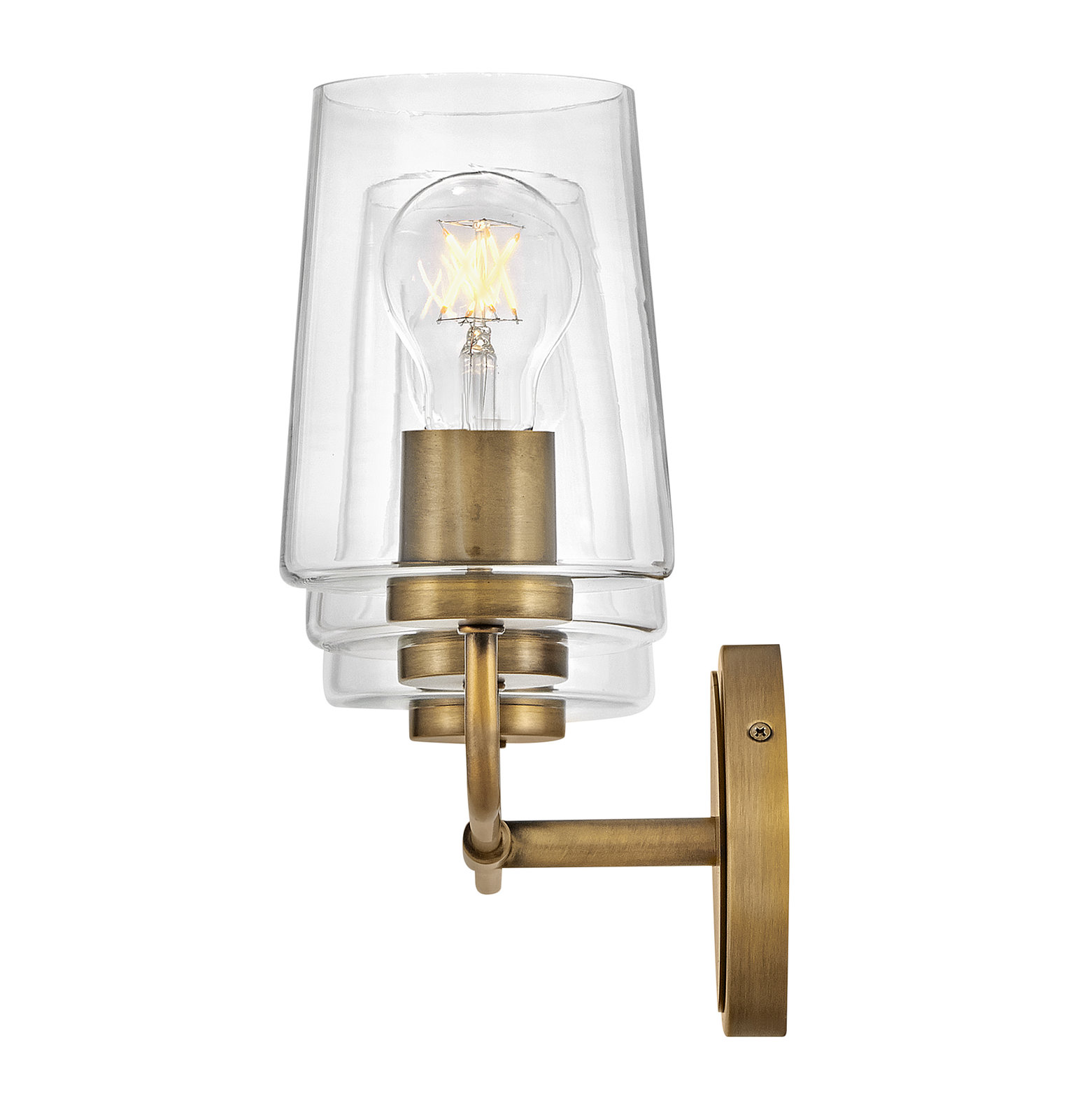 Verbena 3 Light Transparent Dimmable Vanity Light, Heritage Brass