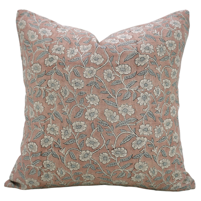 Coussin décoratif à housse de coussin à imprimé de blocs Fab Fabine - Haridwar, Carré 22 po