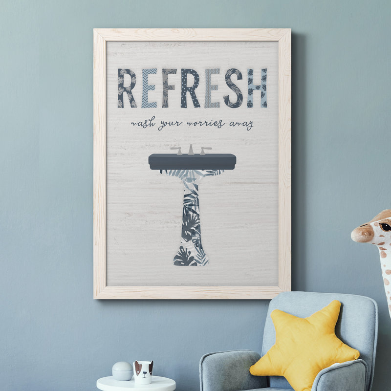 Palm Bath II - cadre photo, art textuel sur toile, H 37,5 po x l 27,5 po x P 1,5 po, Cadre blanc