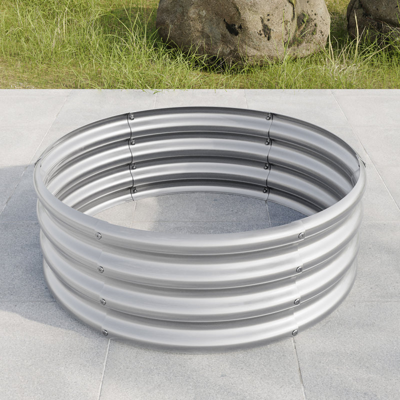 Lit surélevé rond de 32,08 po x 11,4 po de hauteur, Argent argent, H 11,42 po x l 32 po x P 32 po