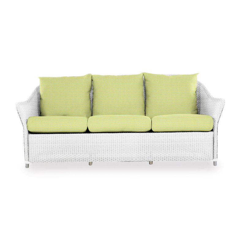 Weekend Retreat Outdoor 3 - Seat Patio Sofa, White, Bamboo Bay Sky