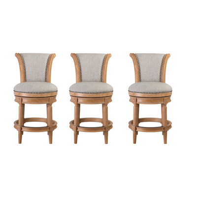 Ted High Back Solid Wood Swivel Bar Stool