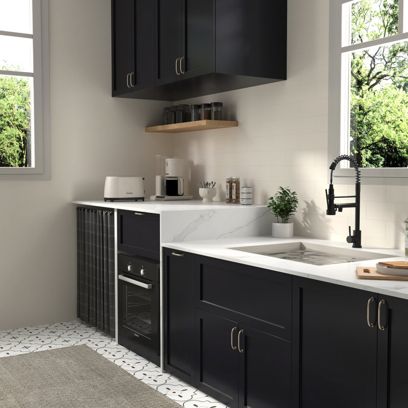 Robinet de cuisine noir mat 19 po - Fabriqué en acier inoxydable 304, style moderne pour une utilisation quotidienne dans des maisons noires et élégantes