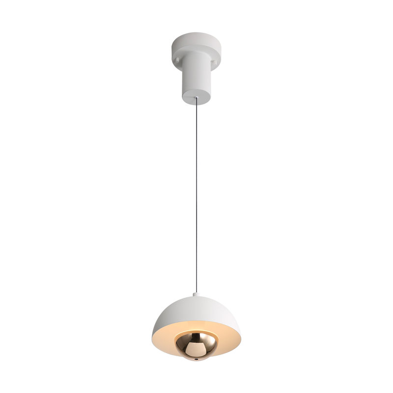 Luminaire suspendu Wry Lighting Vintra à DEL blanc sable et abat-jour cuivre, Blanc sable, 1