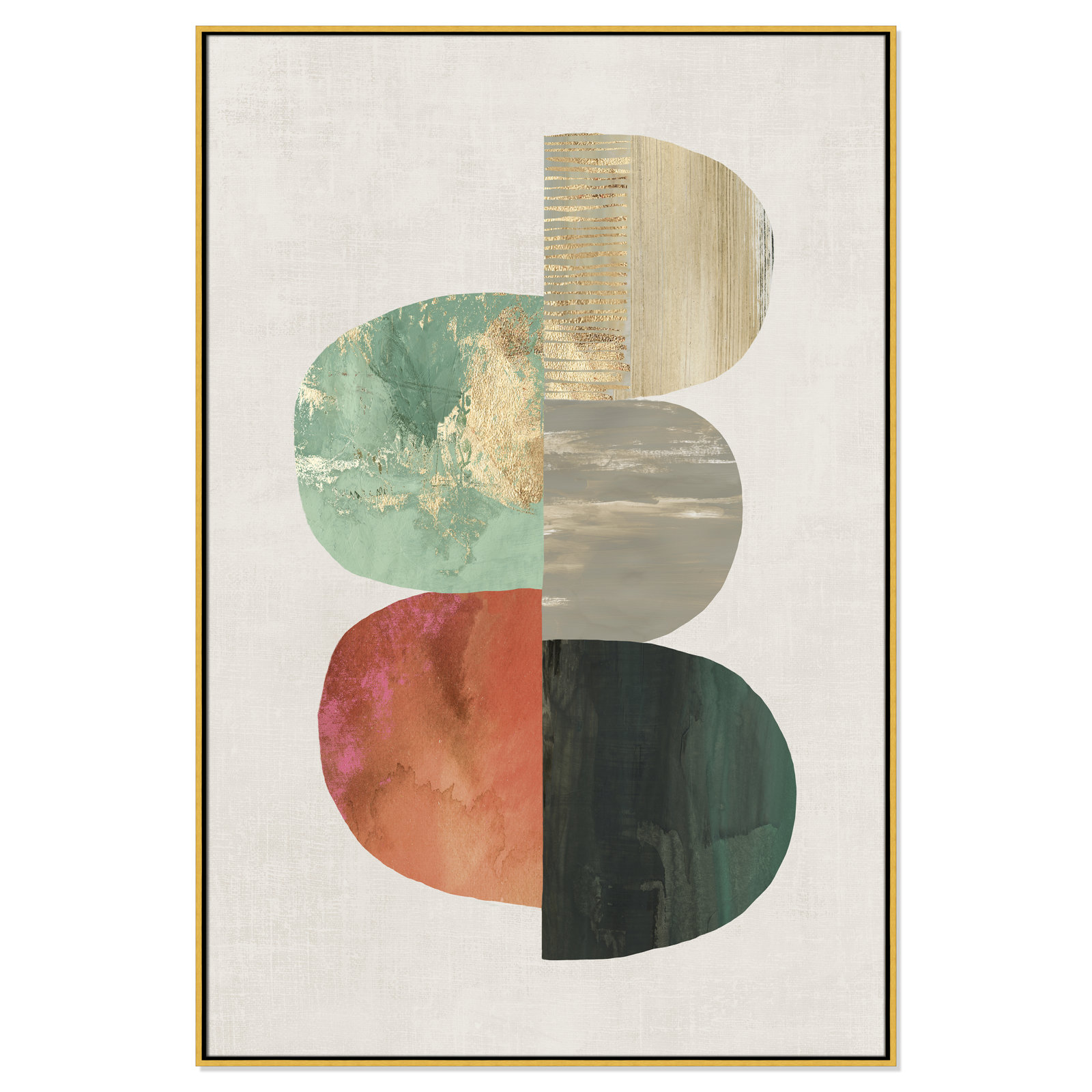 Evolving Energy I - Painting Print, Picture Framed Canvas, 61.5" H x 41.5" W, Gold
