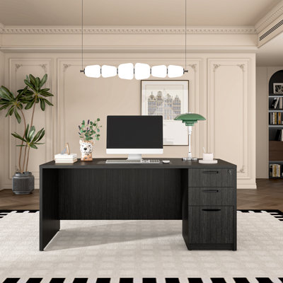 Executive Desk With Two File Cabinets