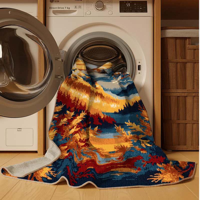 Machine Washable Nature Brown Area Rug, Round 8'