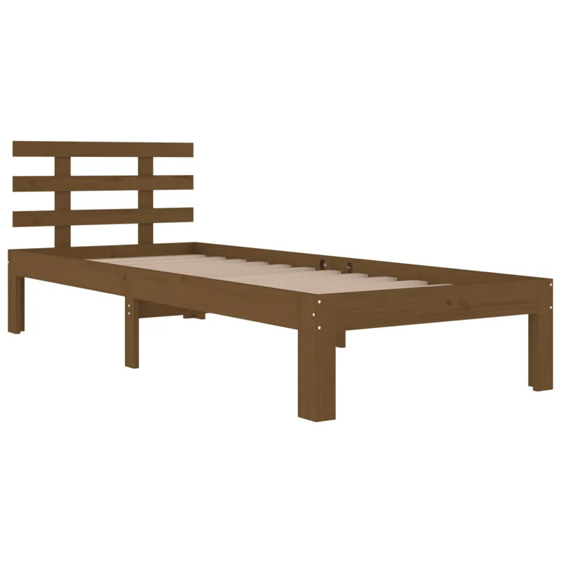 Bed Frame Solid Wood, Small Single (2'6), Brown