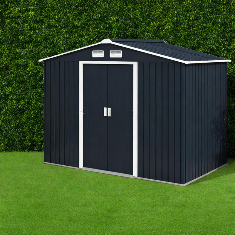 Remises en acier durable, rangement extérieur spacieux, style jardin moderne