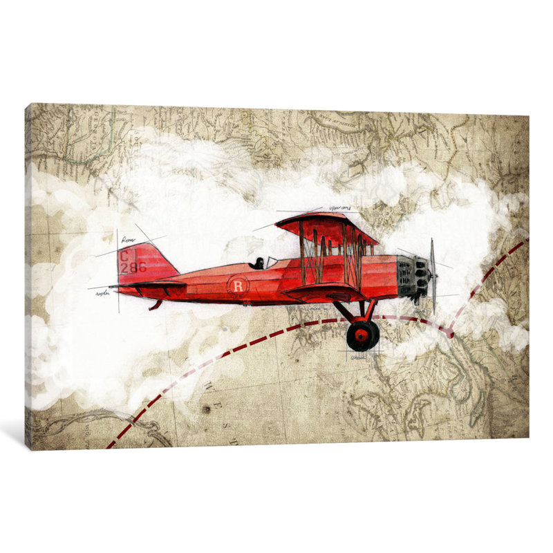 «Biplane III», impression sur toile, Papier d'art encadré noir, Blanc, H 16 po x l 24 po x P 1 po
