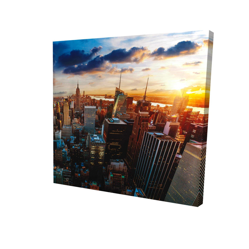 «City of New York» par Dawn - décor de toile de chambre à coucher, villes bleues, H 8 po x l 8 po