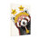 Panda rouge avec couronne de fleurs et chapeau de fête, reproduction d'art sur toile tendue sur toile, ensemble de 1