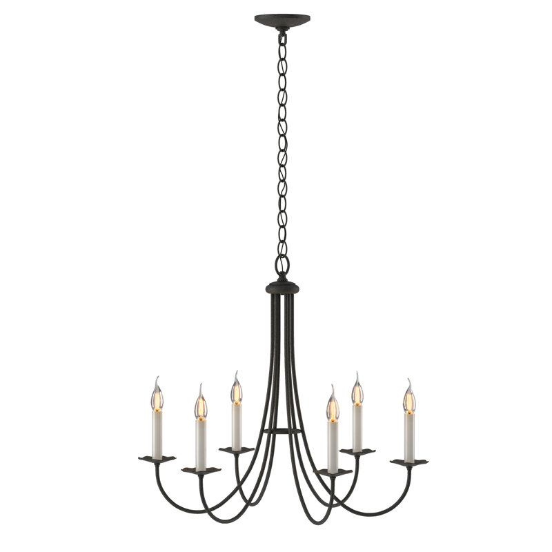 Simple Sweep 6-Light Candle Style Classic/Traditional Chandelier, Natural lron