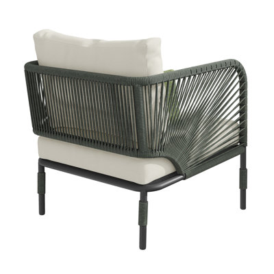 5 - Person Aluminum & Wicker Outdoor Sofa Seating Group With Cushions & Sunbrella Pillows