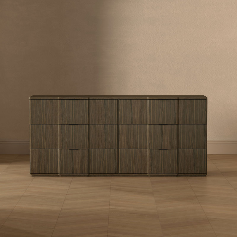 Commode double à 6 tiroirs Clive, Noyer