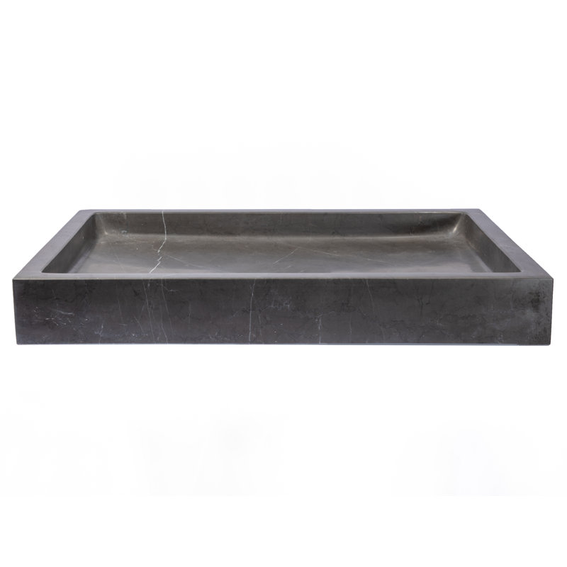 Eden Bath 16'' Stone Rectangular Bathroom Sink, Black