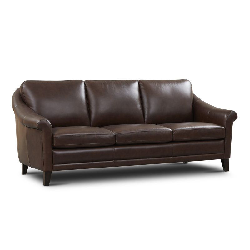 Genuine Leather 61'' Rolled Arm Loveseat, Brown Genuine Leather, 3