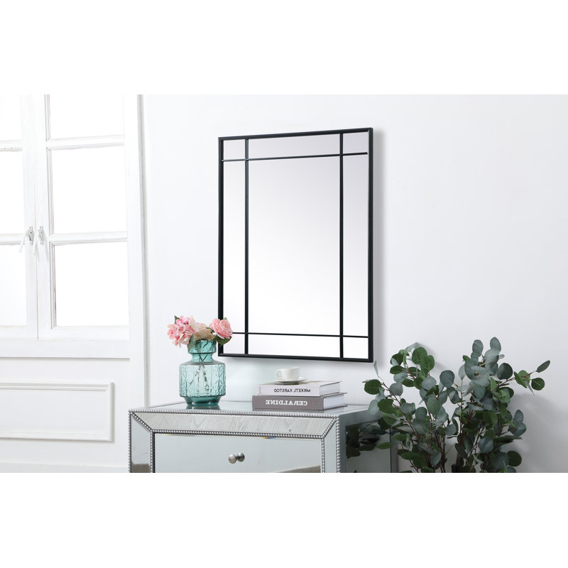 Chancey Iron Rectangle Wall Mirror, Black, 40"H x 30"W