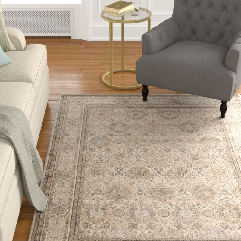 Tapis sable / taupe / bleu Century Century, Rectangle 3 pi 7 po x 5 pi 7 po