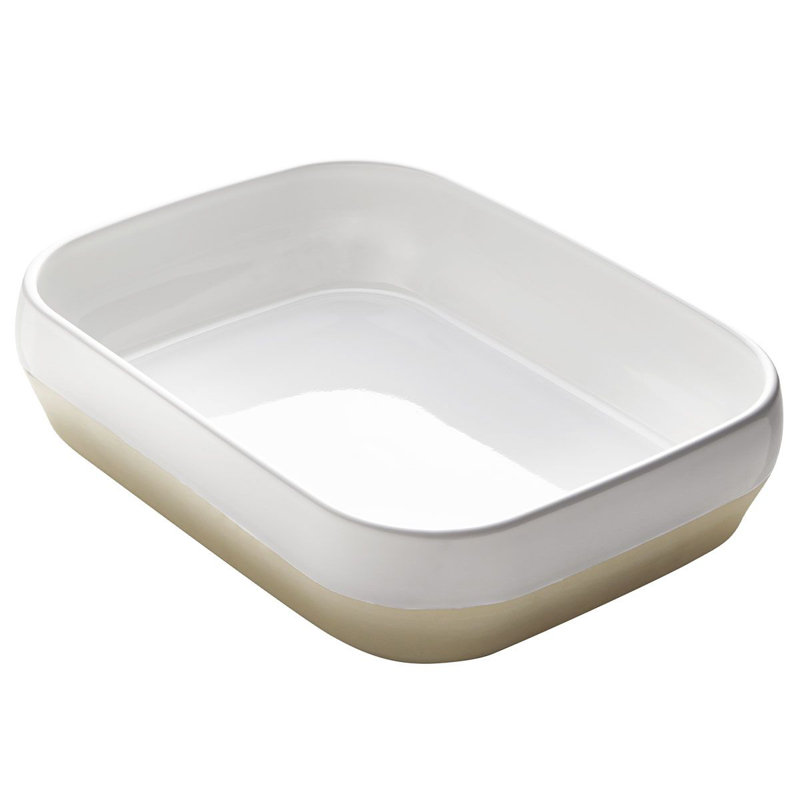 DEGRENNE Paris BAHIA Rectangle Stoneware Baker Bakeware, White