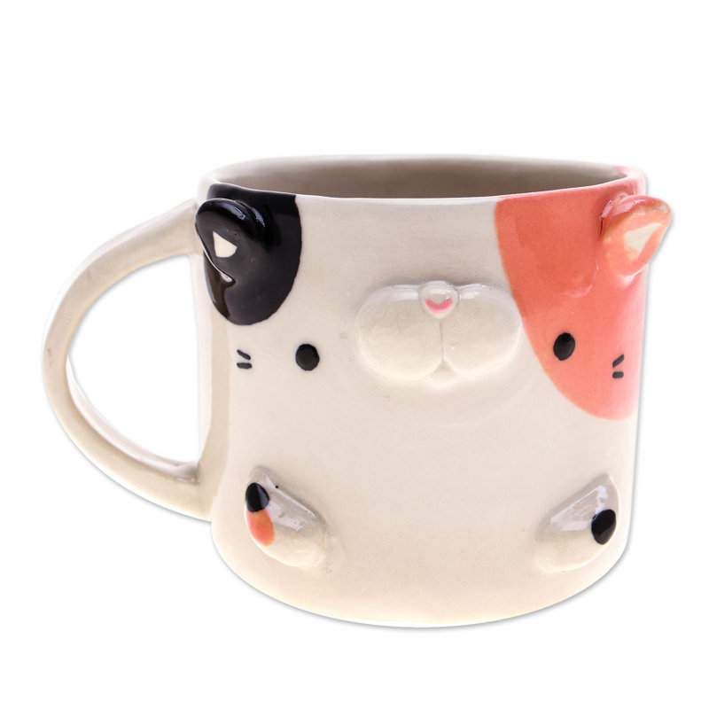 Trinx Handmade Calico Morning Ceramic Mug