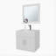 Ensemble de meuble-lavabo flottant blanc 2 portes avec lavabo et miroir-655491021