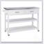 Chariot de cuisine blanc durable avec deux tiroirs et tablettes ouvertes pour un rangement efficace